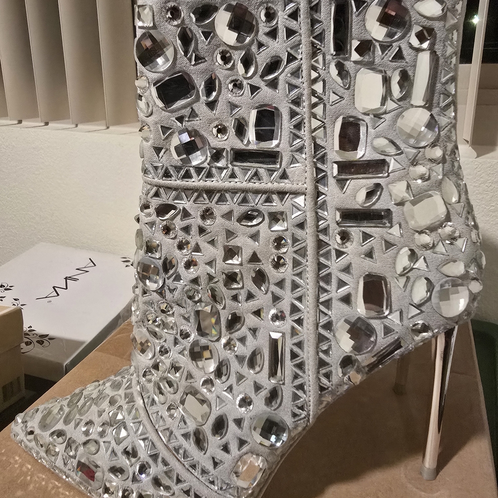 Steve Madden Silver Gemstone Heeled Boots